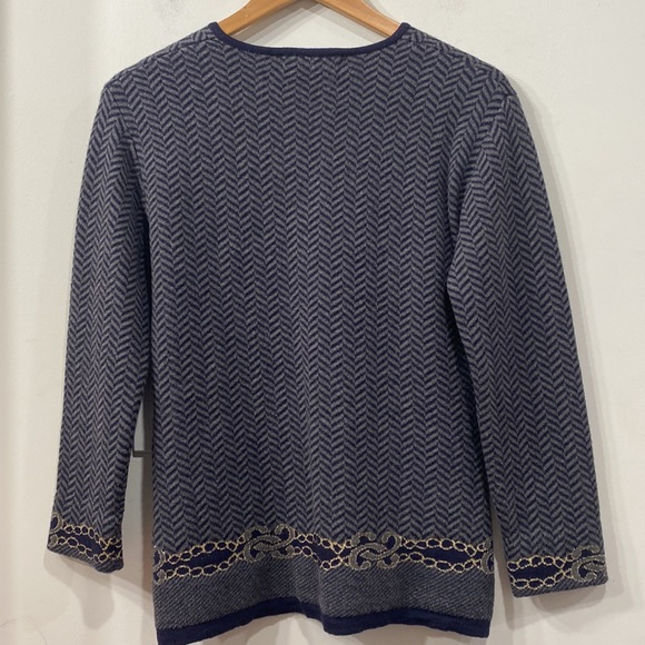 Vintage Magnolia Wool / Wool Blend Cardigan Sweater/Blazer Grey/Navy Blue Size S - Picture 7 of 7